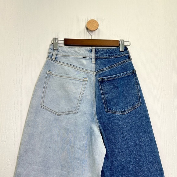 Wild Fable - Two Tone Leg  Fun High Rise Waisted Wide Leg Ankle Jeans Size 2 - Picture 11 of 12